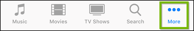 iTunes app highlighting the More button.