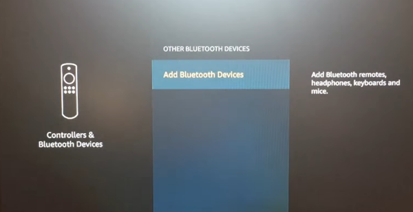 Other Bluetooth Devices menu with Add Bluetooth Devices selected. Screenshot.