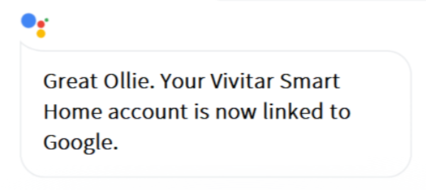 Conformation that Vivitar account being linked