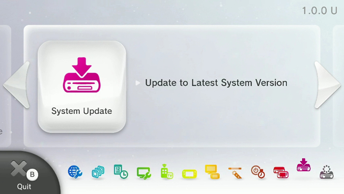 System Update screen