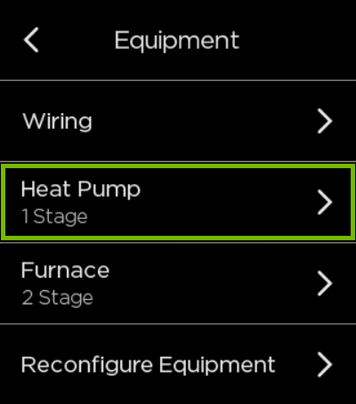 Heat Pump option highlighted in ecobee settings.