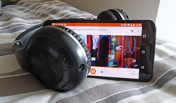 Android phone connected to Bluetooth headset.