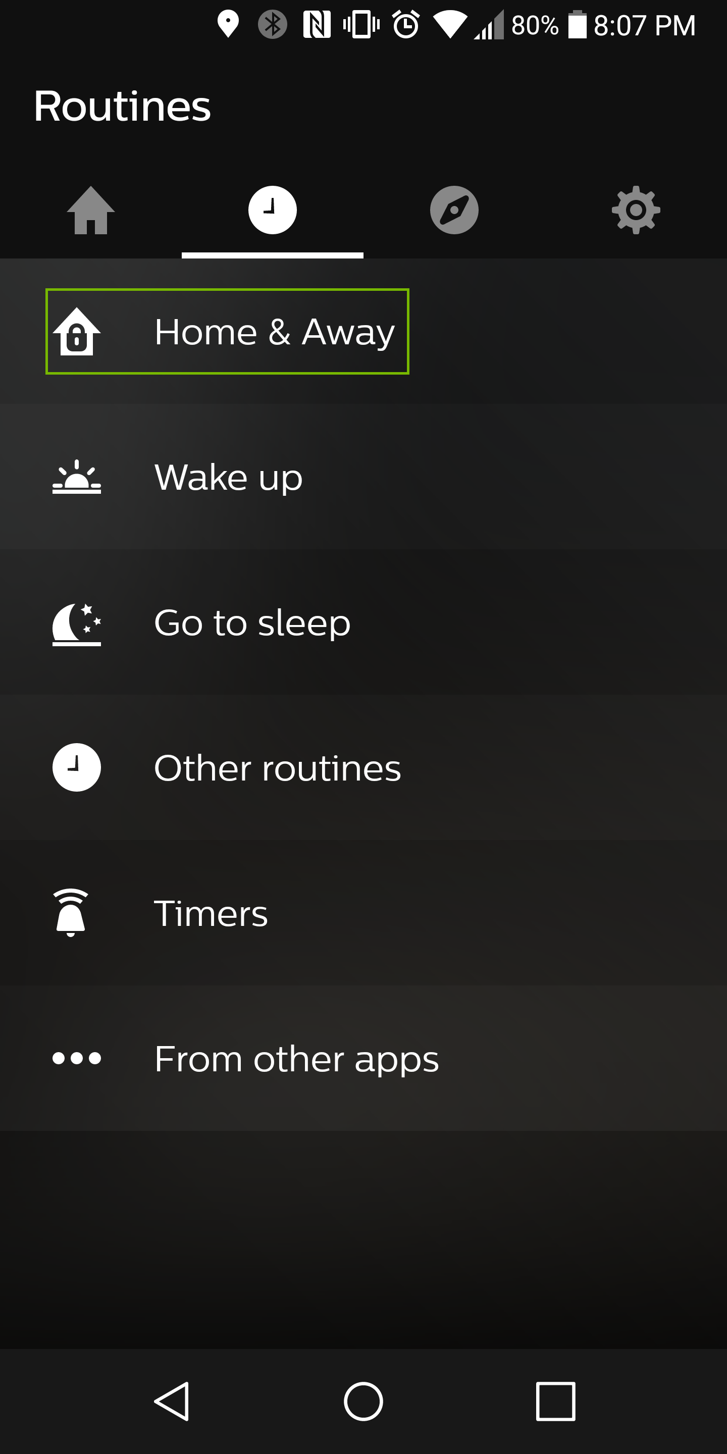 routines with home and away highlighted