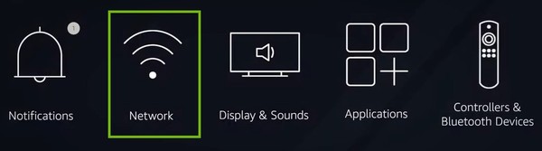 Settings with Network highlighted.