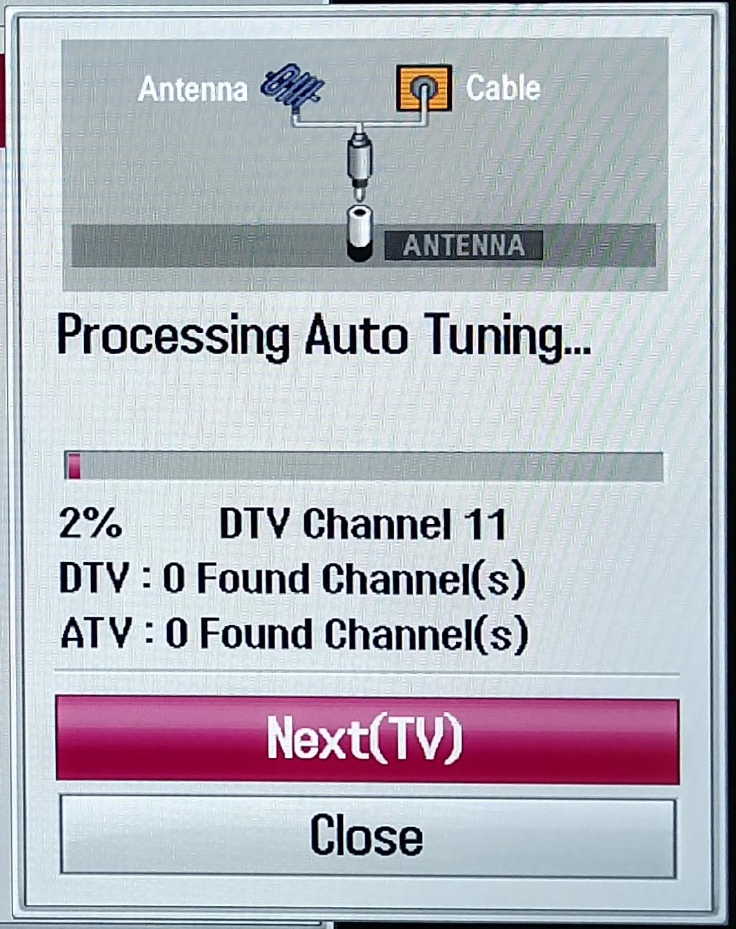 Auto tuning progress dialog.