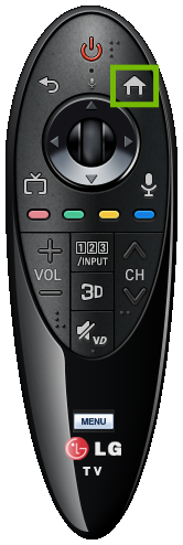 Newer LG Remote with Home button highlighted.
