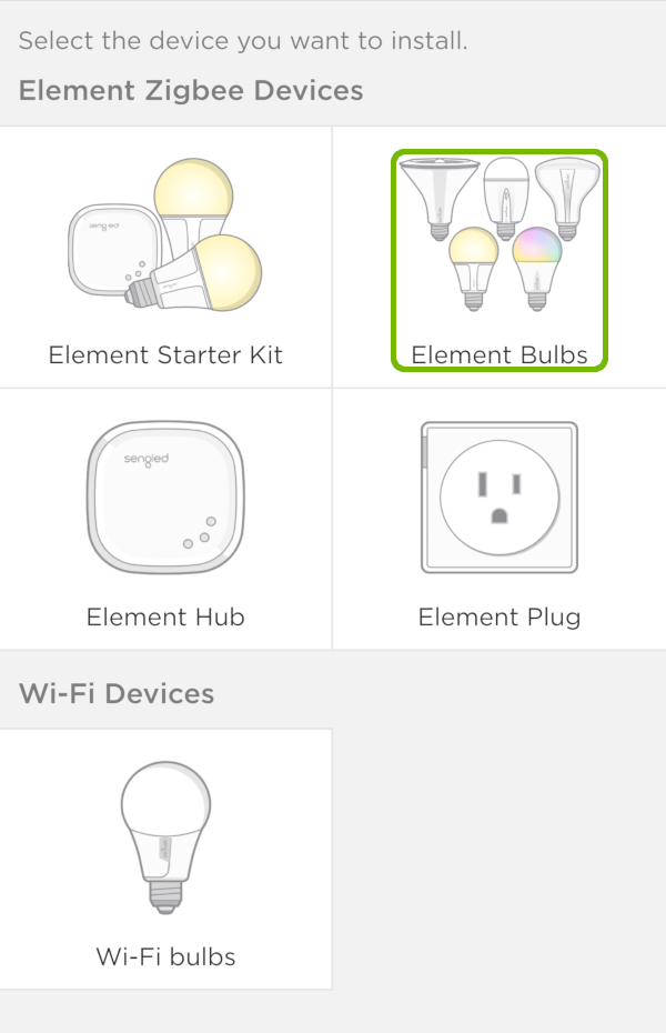 Add device with Element Bulbs highlighted.