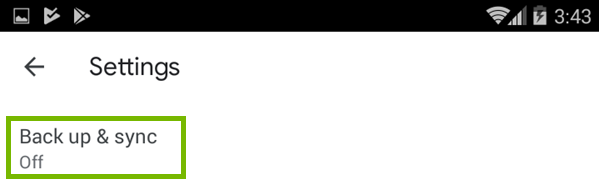 Back up and sync selection