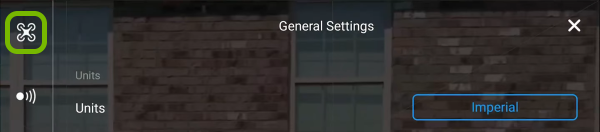 Drone icon highlighted in DJI GO 4 app settings.