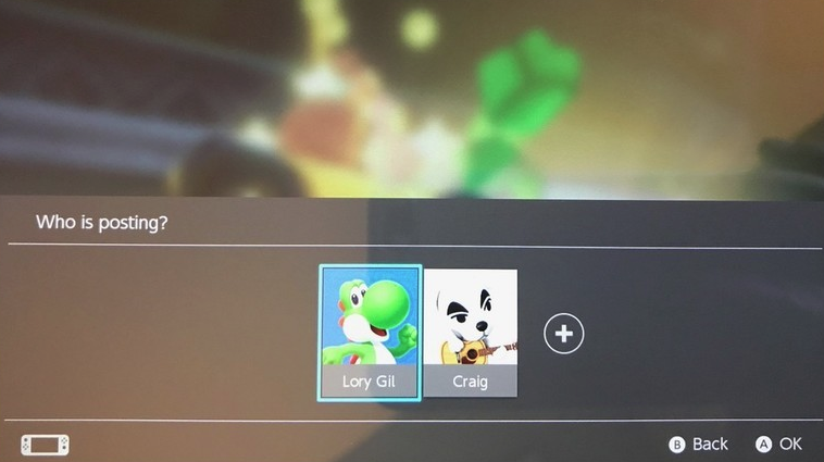 Nintendo Switch screen showing a selection of user accounts.