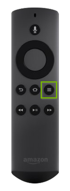 Fire TV remote control with Menu button highlighted. Screenshot.