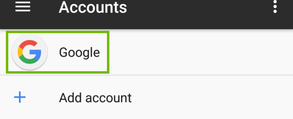 Accounts with Google highlighted.