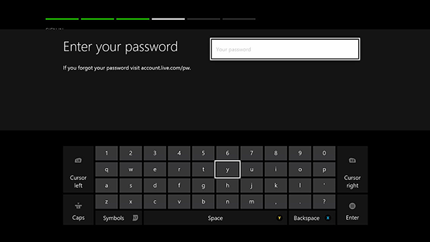 Xbox live password field.
