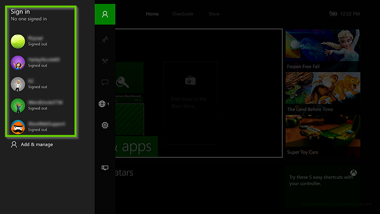Xbox home page showing sign in