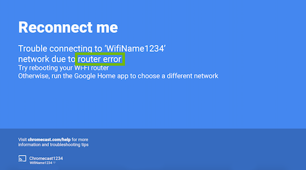 Reconnect me error with router error highlighted.
