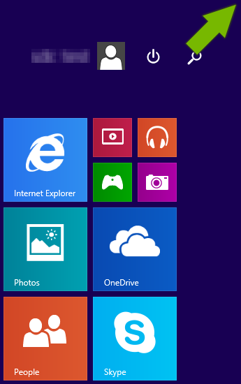 Top right corner pointed out in Windows 8.