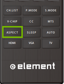 Element TV Remote with Aspect highlighted.
