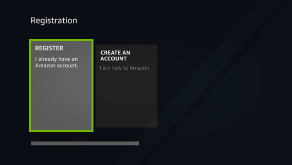 Amazon account registration option.