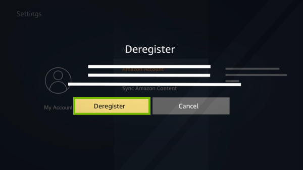 Deregistration confirmation screen.