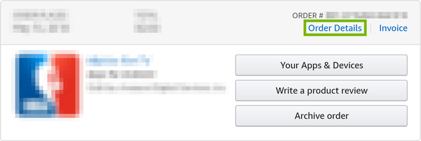 Order Details option highlighted for order listing.