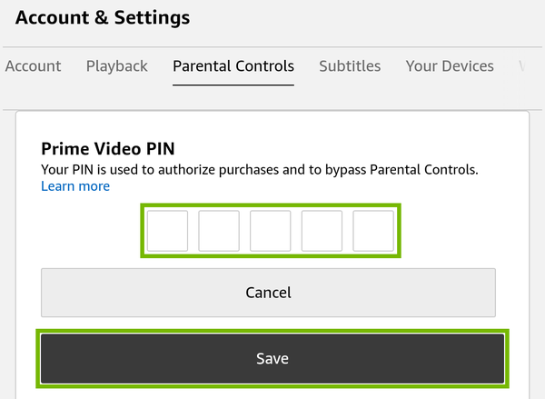 Save option highlighted when changing PIN.