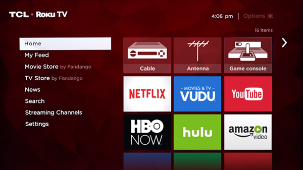 Roku TV home screen.