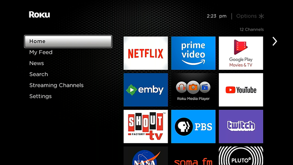 Roku home screen.