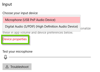 Windows 10 device properties for input