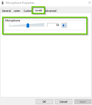 Windows 10 microphone levels