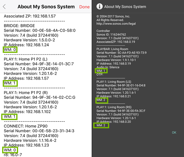 Sonos information for mobile devices