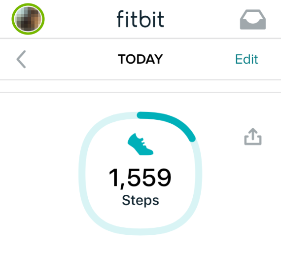 Account icon highlighted in Fitbit app.