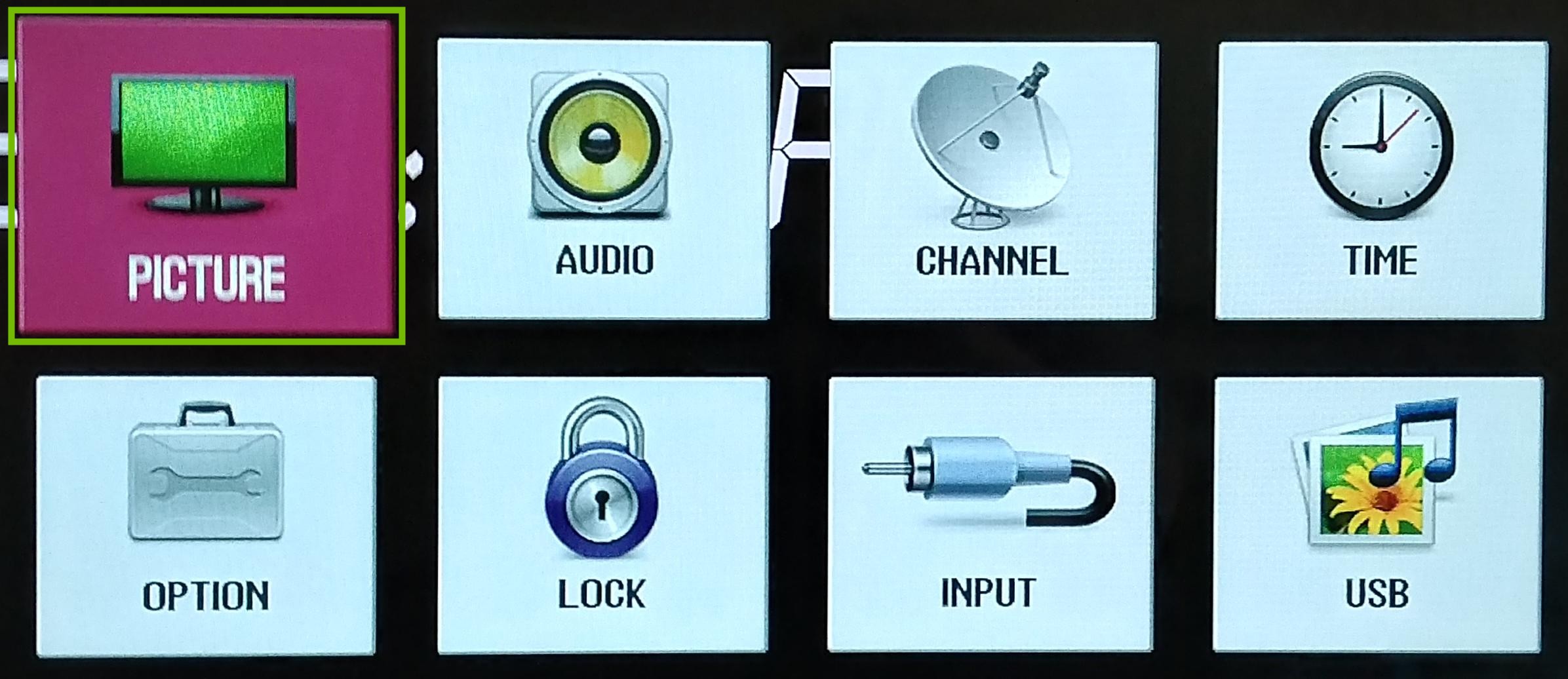 Settings with Picture highlighted.