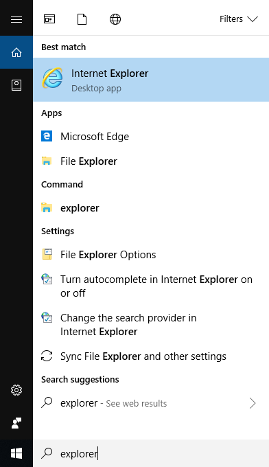 Cortana search example.