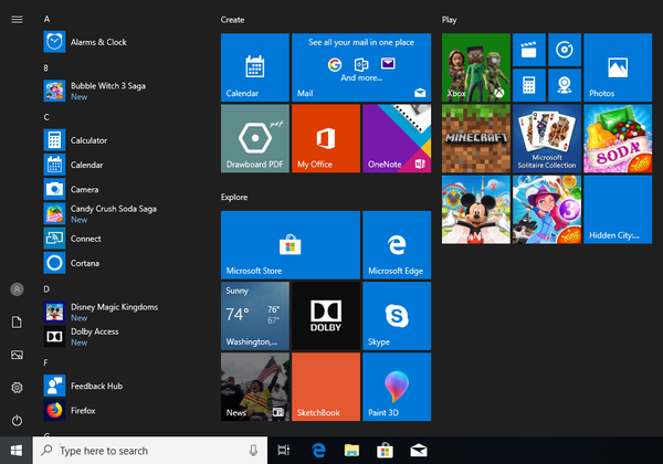 Default Start Menu