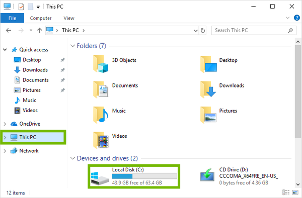 Windows Explorer with This PC and Local Disk highlighted.