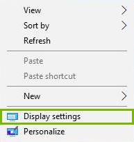 Context menu with Display Settings highlighted