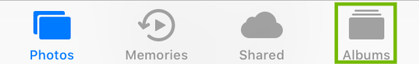 Photos app with Albums highlighted.