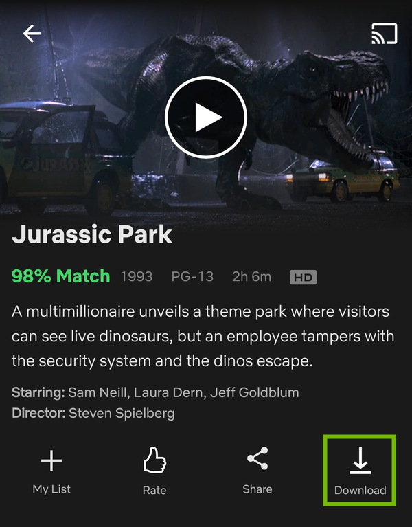 Movie with Download link highlighted.