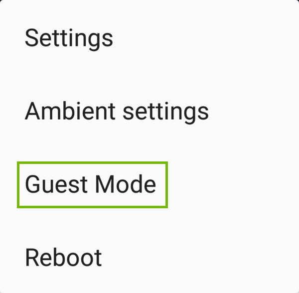 Chromecast device menu with Guest Mode highlighted.