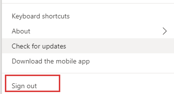 sign out of teams