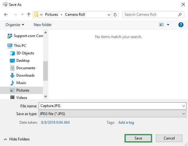 Save button highlighted