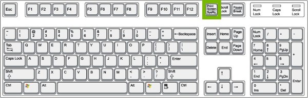 Print Screen key highlighted on keyboard