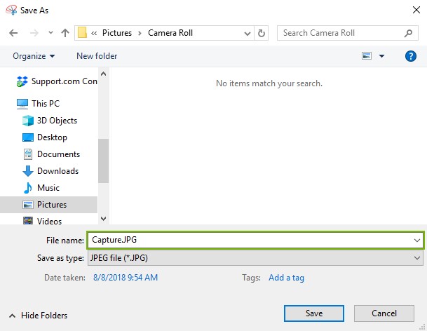 Filename field highlighted