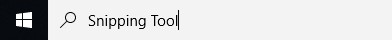 Snipping Tool typed in the search bar