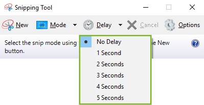 Delay menu highlighted