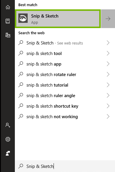 Snip & Sketch highlighted