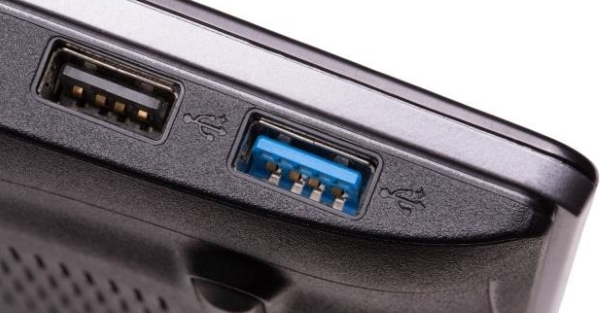 USB 3 and older USB ports side by side.