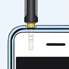 Audio jack plugged into smartphone.