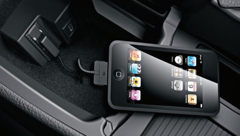 Smartphone connected to car Media Input.