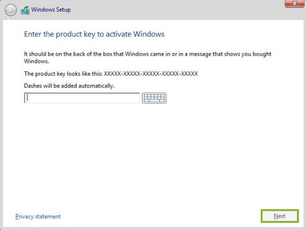 Next button highlighted